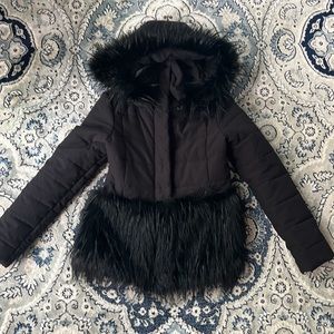 Patrizia Pepe black coat faux fur | stylish patrizia pepe puffer coat women 42/6